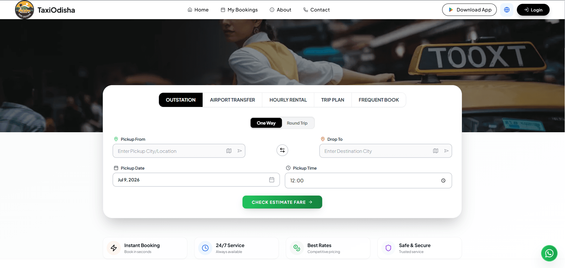 TaxiOdisha taxi booking platform